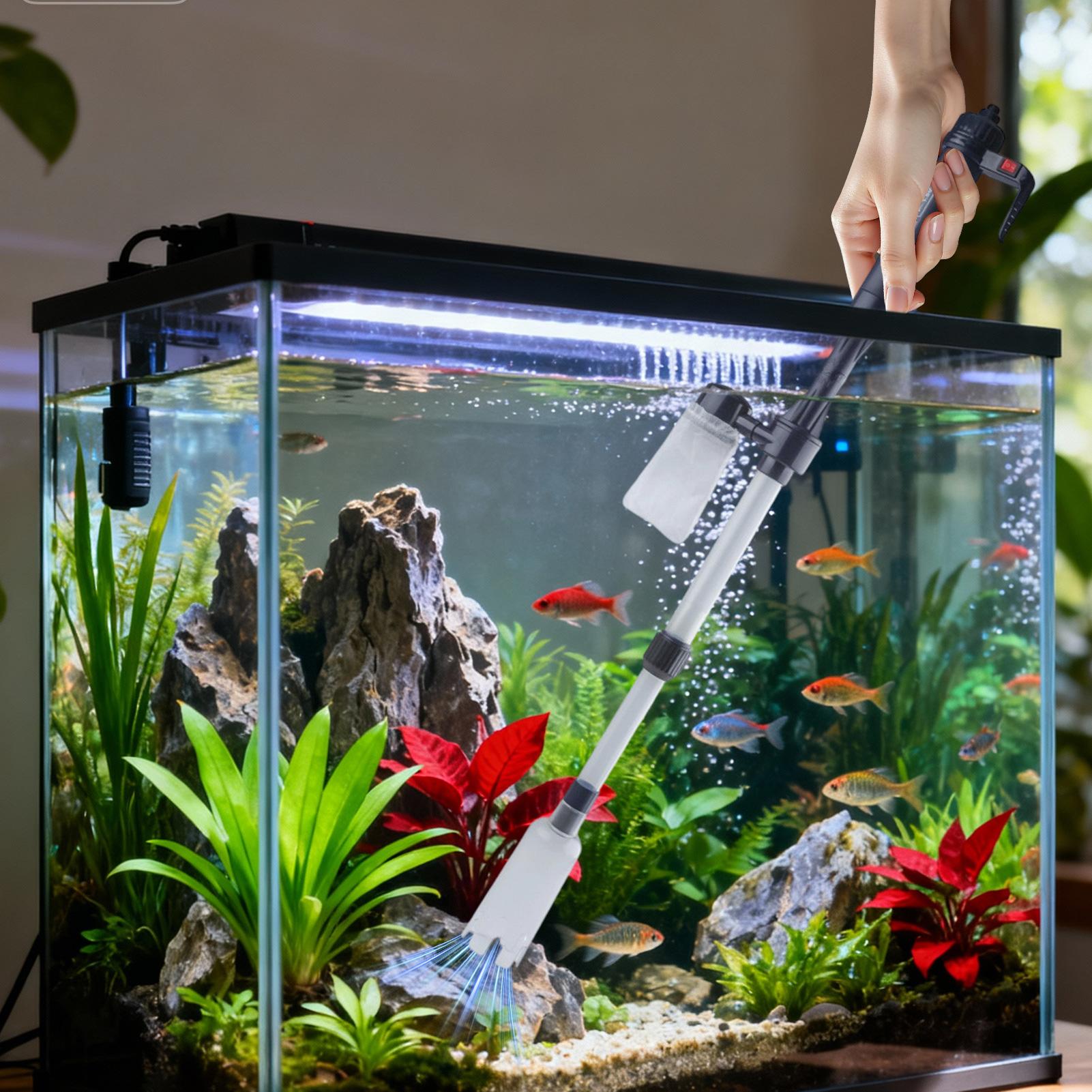 Aquarium Fish Maintenance - Aquarium Vacuum Gravel Cleaner Adjustable Telescopic