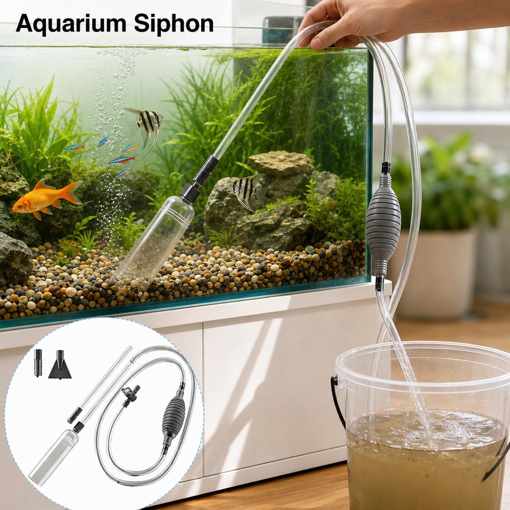 Manual Aquarium Siphon Fish Ta - Aquarium Fish Maintenance ulasan dan harga
