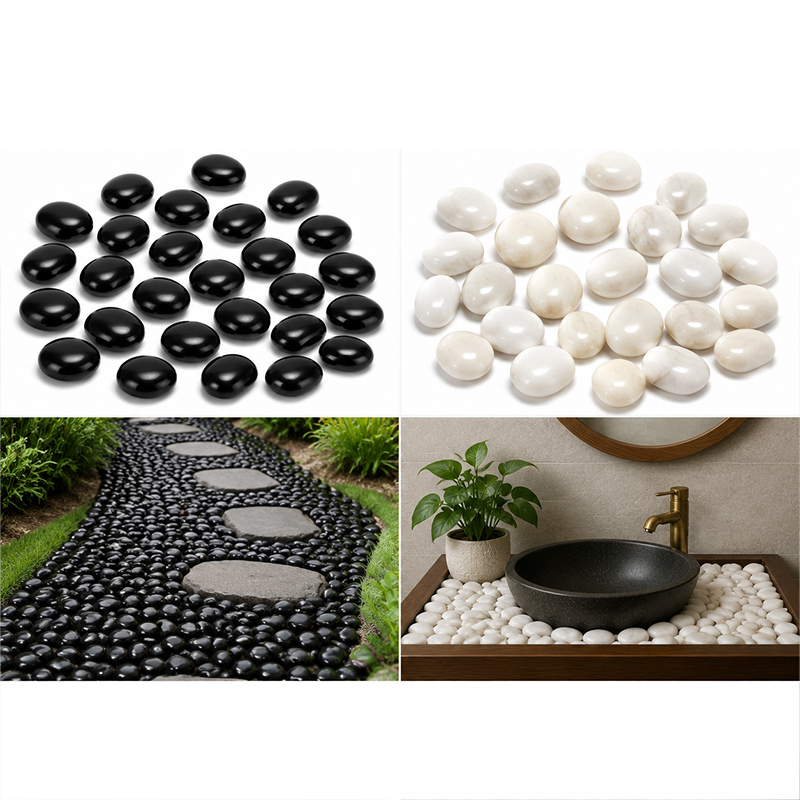 White&Black Polished River Roc - Aquarium Decoration Rock ulasan dan harga