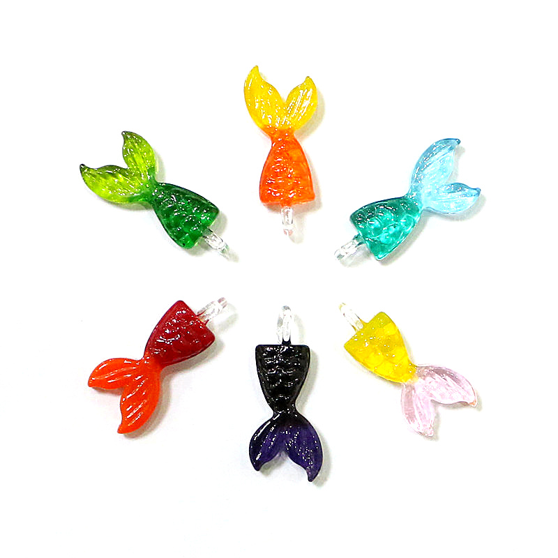 2pcs Glass Fish Tail Charms Cu - Aquarium Fish And Supplies ulasan dan harga