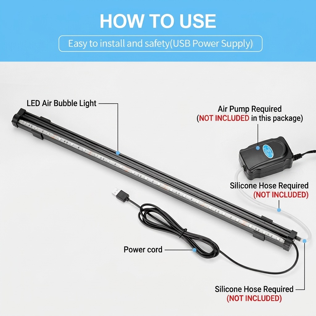 USB LED Aquarium Air Bubble Li - Aquarium Fish Lamp ulasan dan harga